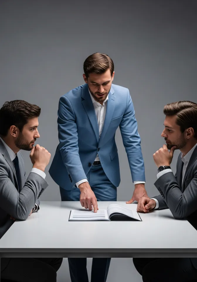 Equipe de consultores reunida em ambiente profissional